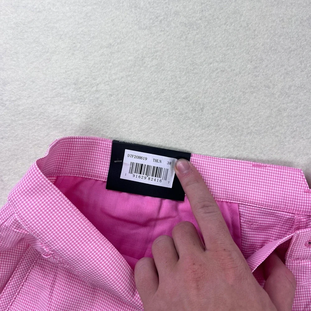 NWT! Dunning Golf Mens Pink Gingham Stretch Performance Shorts 38 D7F20H619